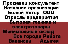 Продавец-консультант › Название организации ­ Белый Ветер, ООО › Отрасль предприятия ­ Бытовая техника и электротовары › Минимальный оклад ­ 20 000 - Все города Работа » Вакансии   . Адыгея респ.,Адыгейск г.